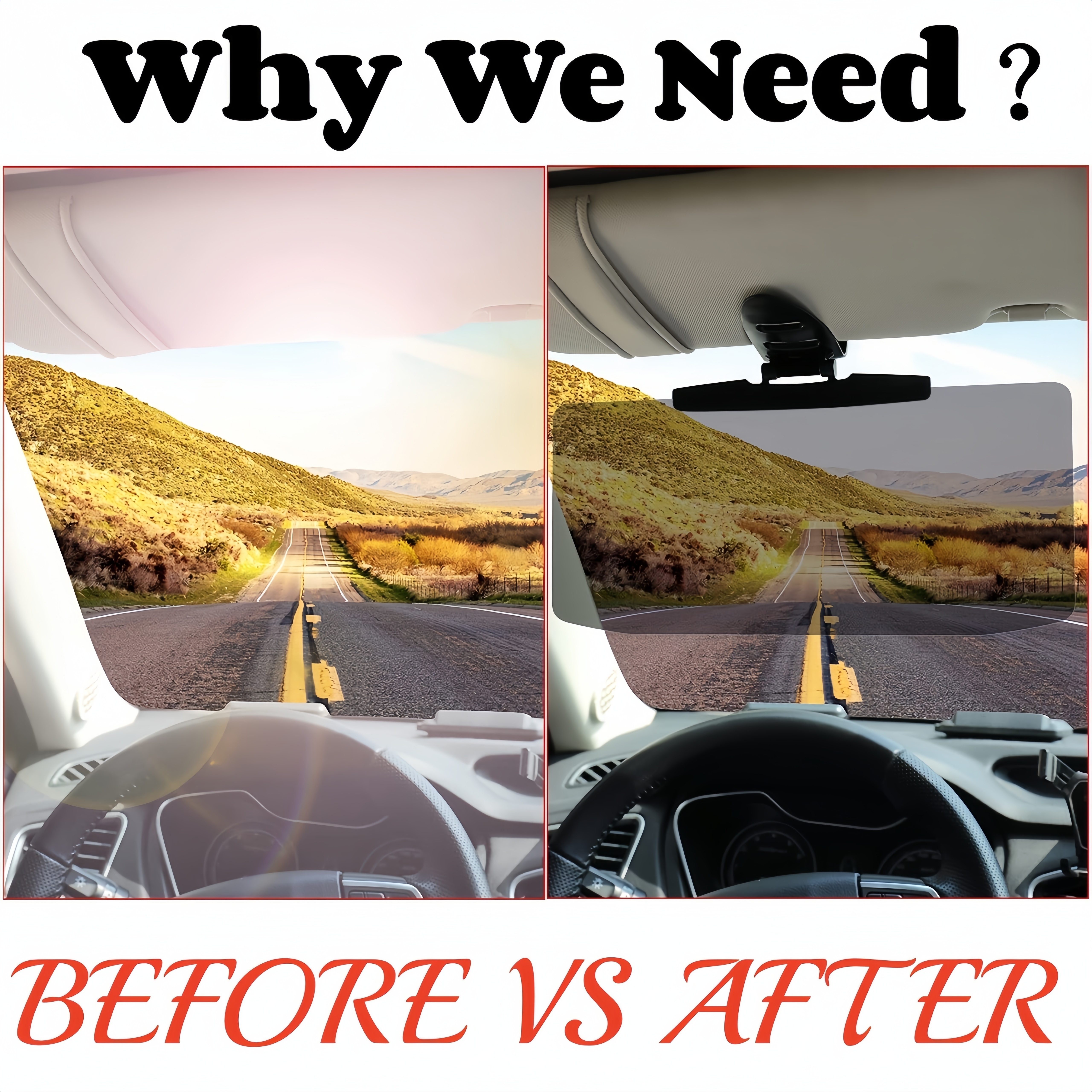 2 In 1 Car Visor, Car Anti-glare Mirror, Anti-Glare Windshield