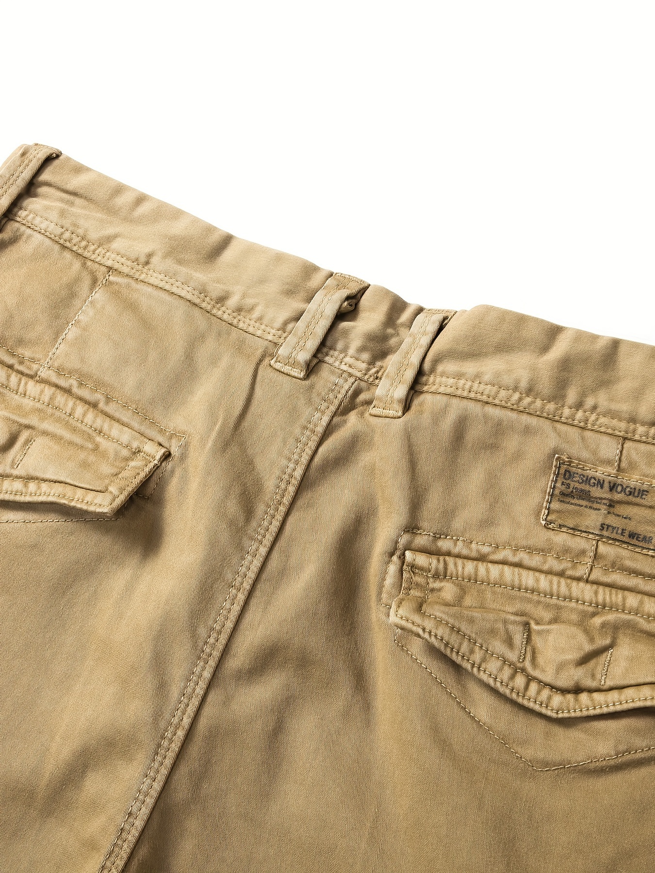 Cotton Solid Color Multi Flap Pockets Men's Straight Leg Cargo