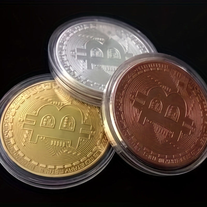4 × 0.15 Cm (1.57 × 0.06 Pulgadas) Moneda Virtual Bitcoin Medalla Bitcoin Moneda Conmemorativa De Comercio Exterior Monedas De Metal Artesanías Regalos De Negocios 0
