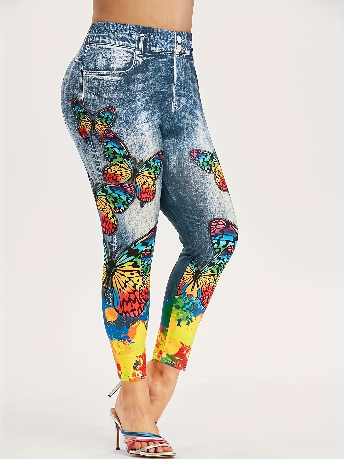 Women's Leggings Butterfly Printed Yoga Pants Casual High - Temu