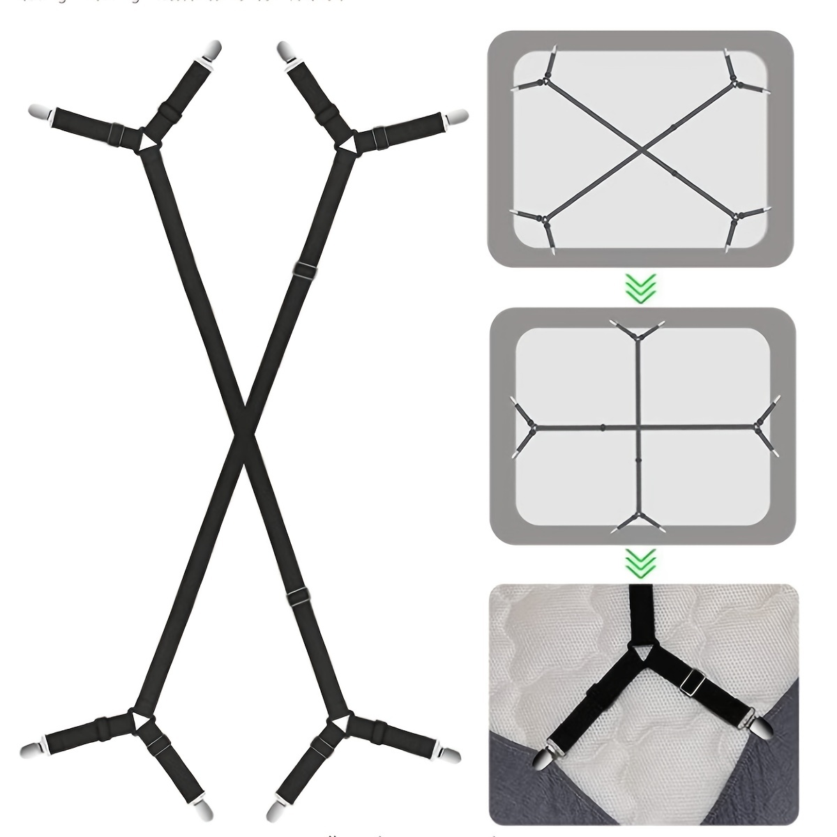 2 Pcs Crisscross Black Bed Sheet Fasteners Suspenders Holder Straps