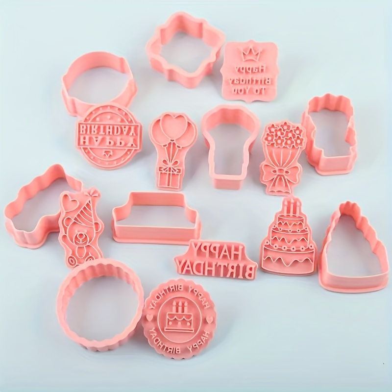 Juego de moldes para cumpleaños, 8 piezas, moldes para galletas en relieve  con estampado de cumpleaños, adecuados para fiestas de cumpleaños