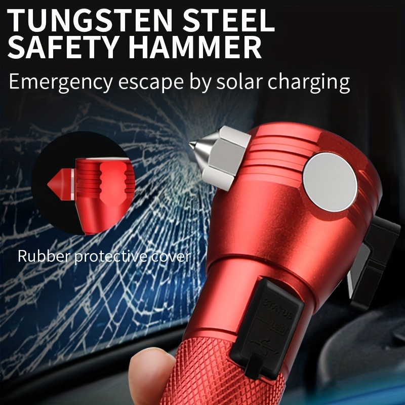 1pc multifunctional car safety hammer with flashlight essential tool for emergency situations details 1