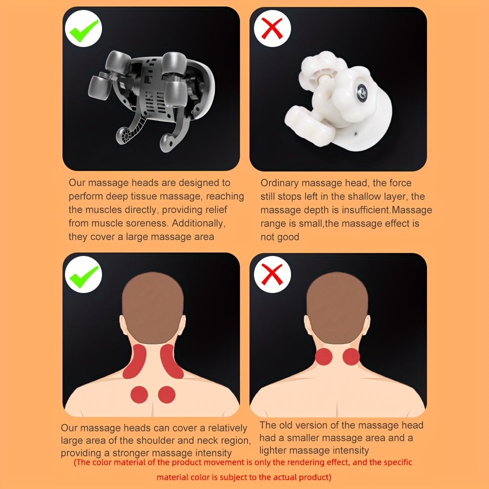 Massaggiatore cervicale - Dispositivo per il massaggio di spalle, collo,  vita e schiena con impastamento muscolare quadrato obliquo per il relax