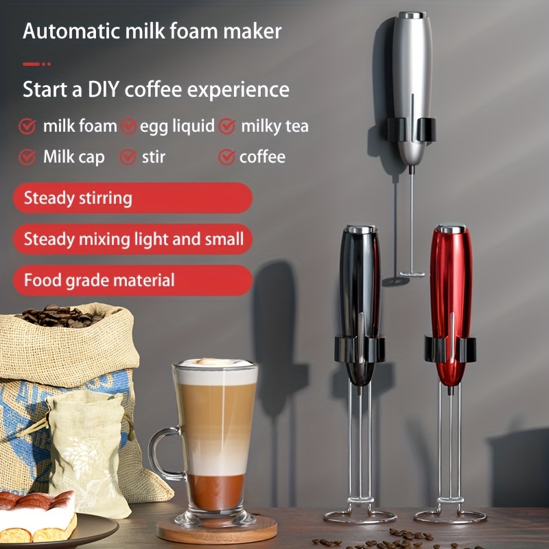  Powerful Double Whisk Milk Frother - Handheld Coffee Blender  Frother for Lattes - Electric Whisk Mini Mixer, Milk Foamer Drink Stirrer,  Foam Maker for Coffee, Frappe, Matcha, Cappuccino (Red): Home 