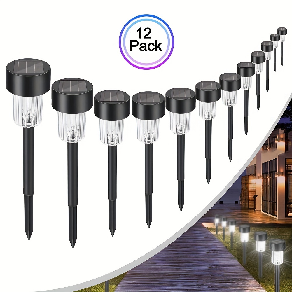 

12pcs Solar Pathway Lights Outdoor, Solar Powered Landscape Garden Lights For Pathway, Lawn, Patio, Yard, Path, Walkway Decoration