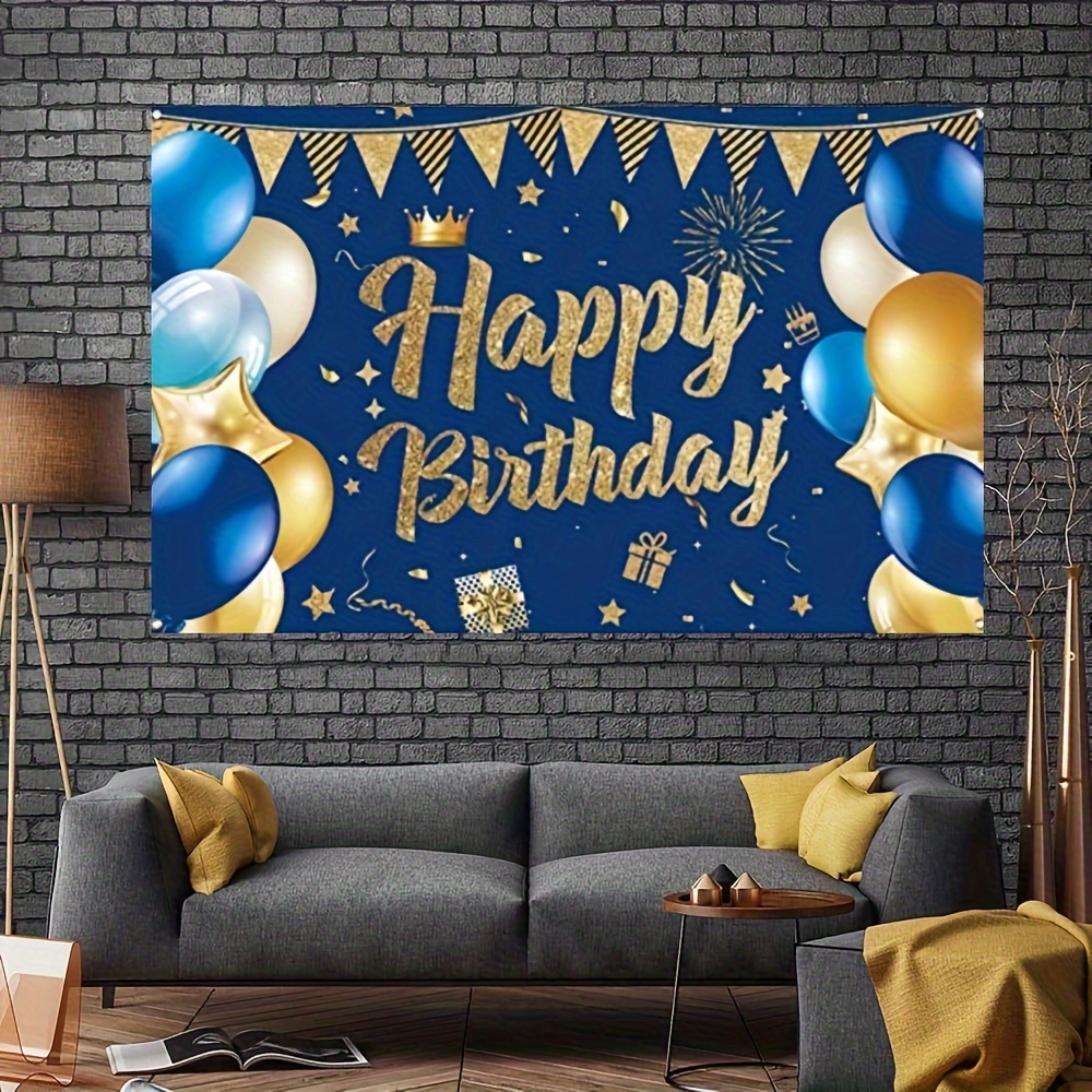 1 Pancarta De Feliz Cumpleaños (35,4 X 70,8 Pulgadas), Pancarta De  Decoración De Fiesta De Cumpleaños * Marino Para Hombres, Pancarta De Fondo  De F