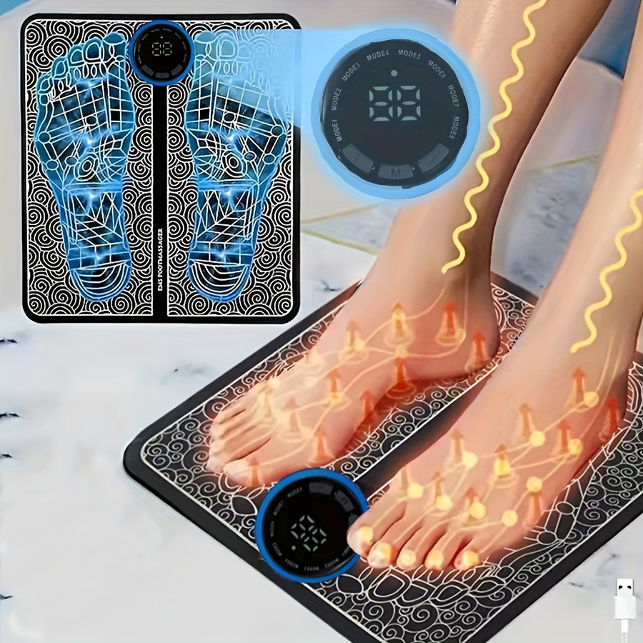 Electric EMS Foot Massager Pad Relief Pain Relax Feet Acupoints Massage Mat  Heat