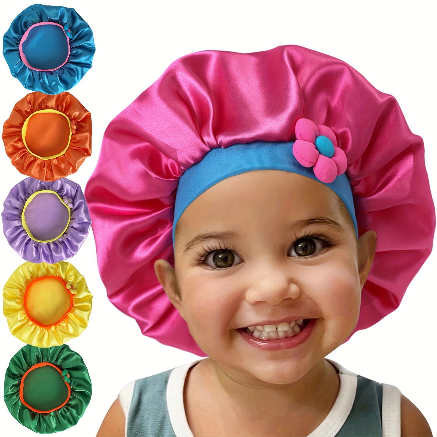 3PCS enfants bonnets de couchage imprimés enfants bonnet de nuit élastique  chapeau de protection des double couche chapeau