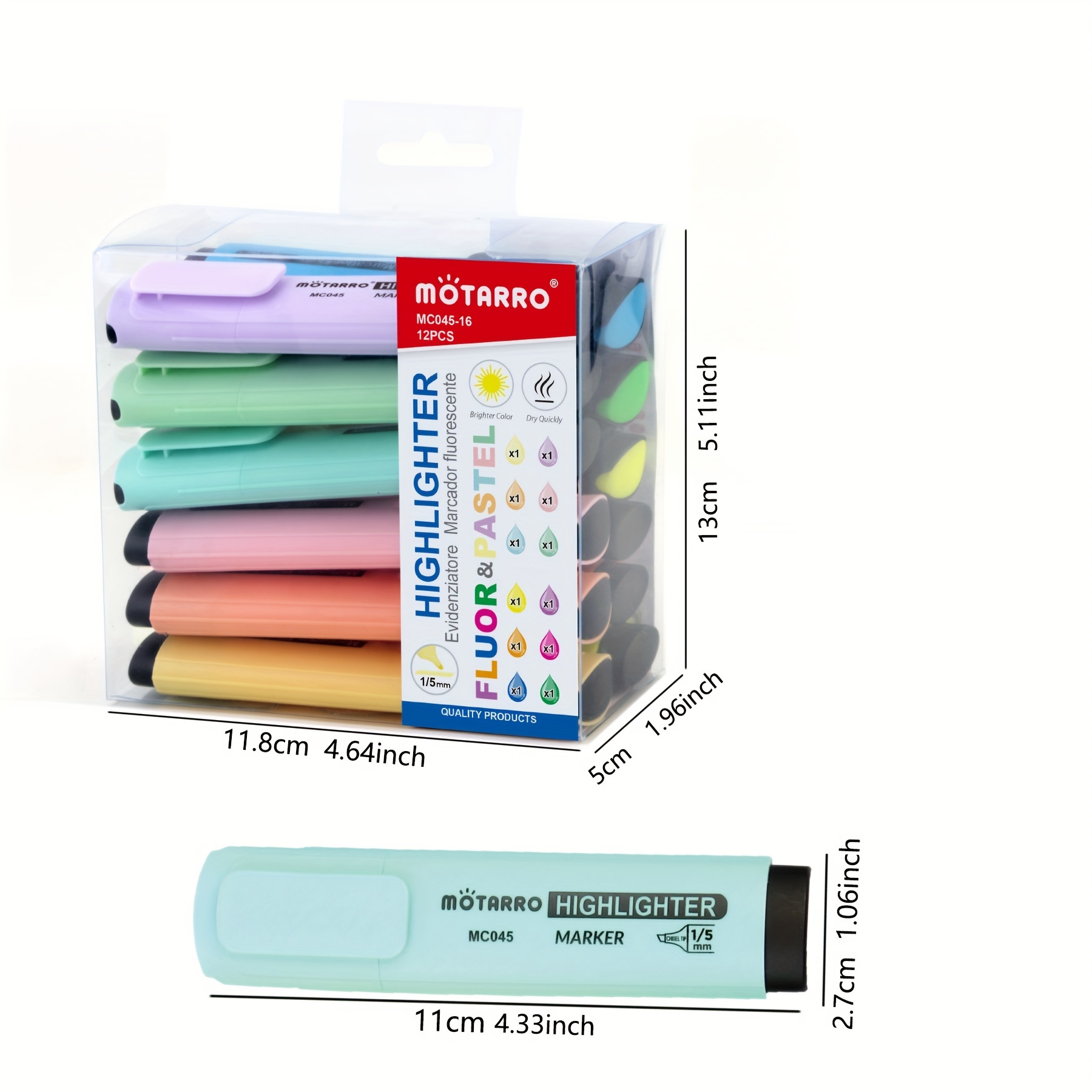 Assorted Colors Chisel Tip Highlighters Pastel Markers Pens - Temu