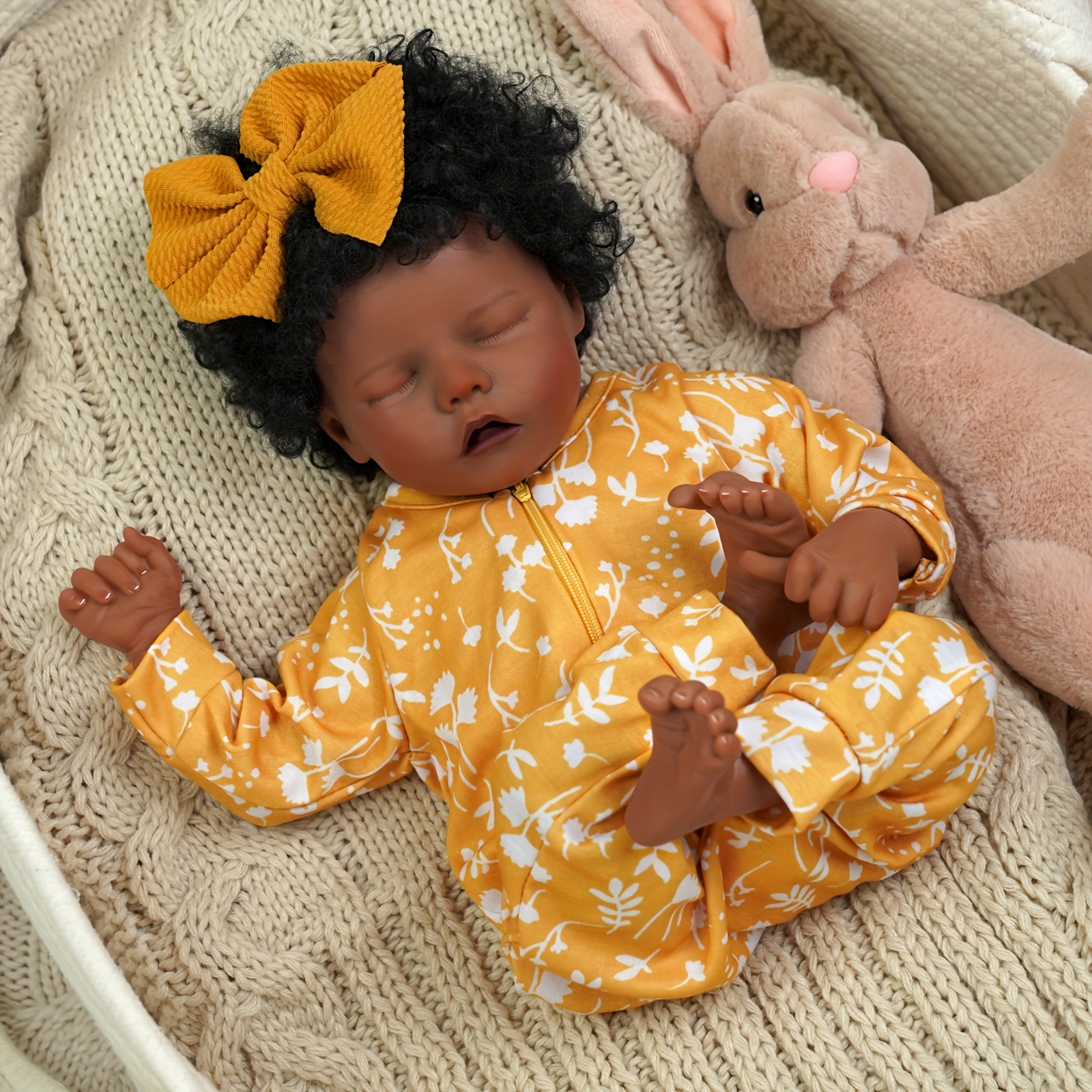 Finished Close Eyes Reborn Baby Dolls Realistic Newborn Baby Dolls With  Hair Clothes Body Black Skin Reborn Baby Sleeping Twinnie Real Life Baby  Dolls - Temu