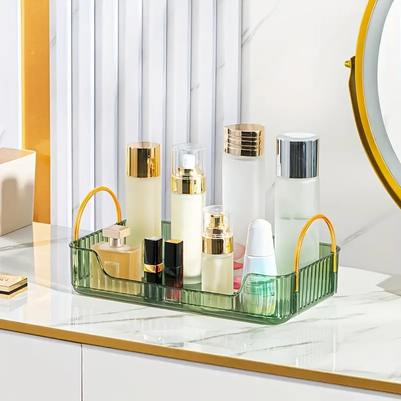 Countertop Cosmetics Storage Tray With Handle Vanity - Temu