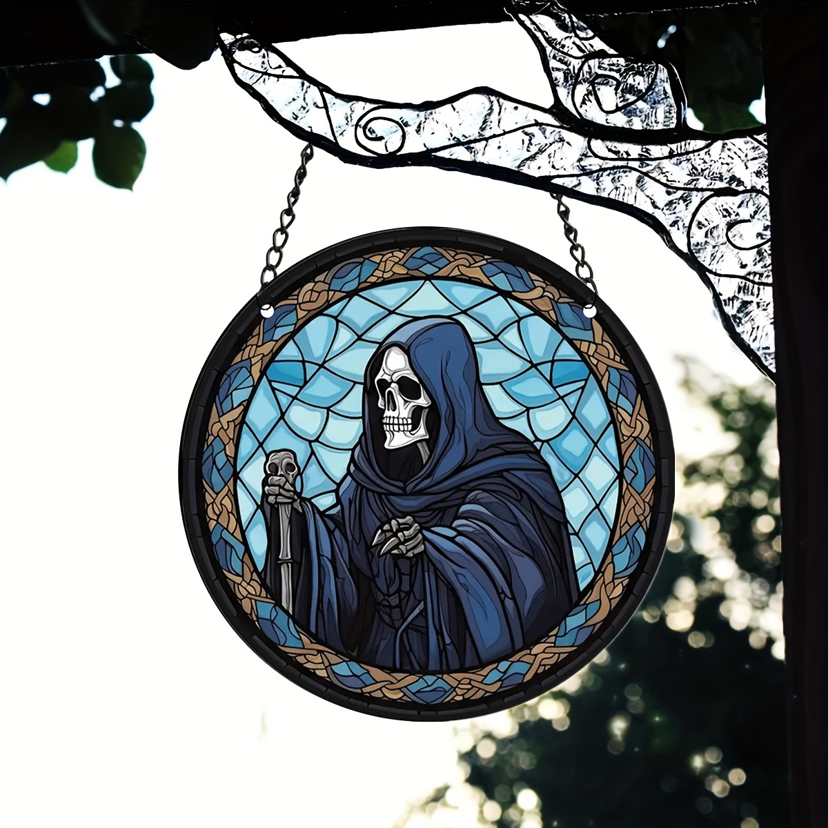 Halloween Zomburger zombie Stained glass window panel Stained glass window hanging Stained glass store suncatcher decor Home decoration