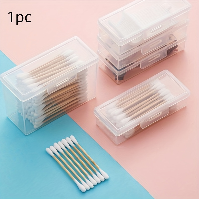 2pcs Portable Travel Clear Small Sorting Storage Box Cotton Swabs