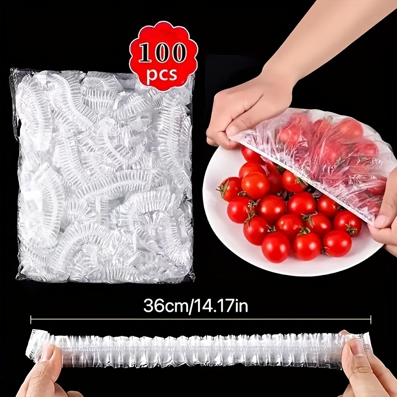 50/100Pcs copertura per alimenti in plastica copertura per pellicola  trasparente usa e getta frigorifero coperture per alimenti freschi  avvolgere il coperchio elastico per alimenti