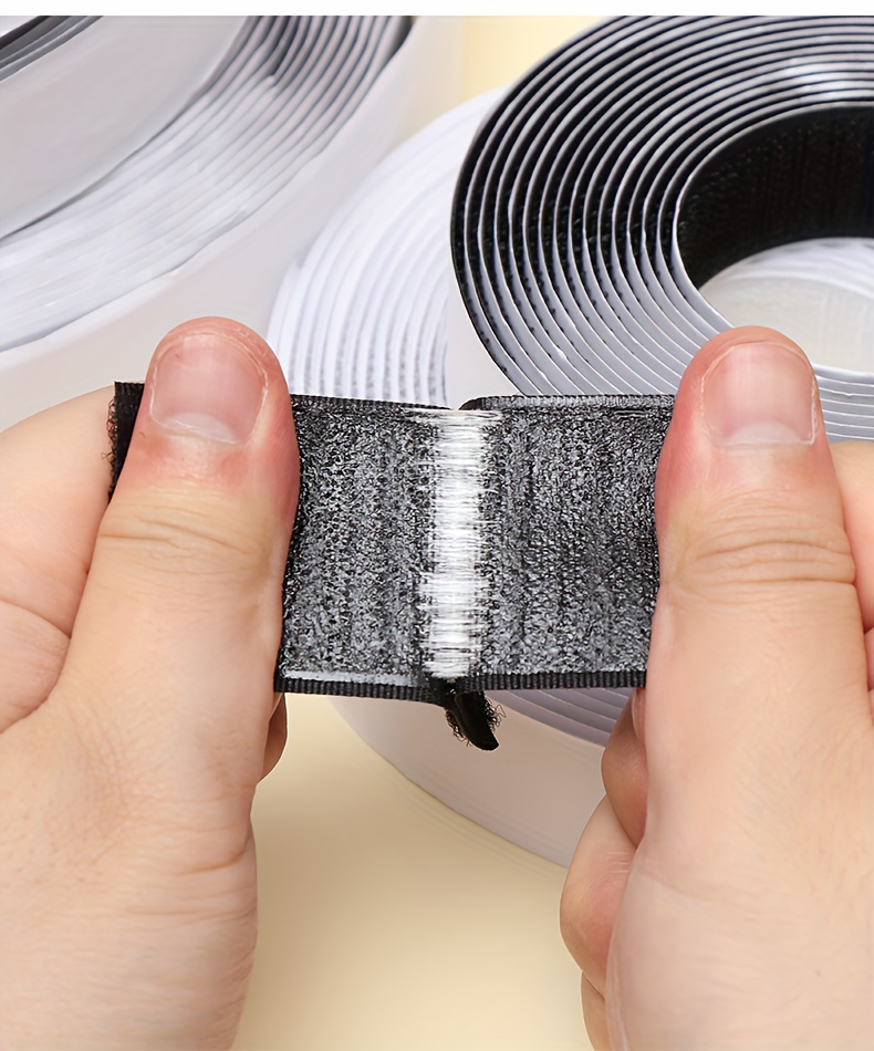 Heavy-Duty Self-Adhesive Hook and Loop Fastener Tape, Strong Polyester Adhesive, Black and White - Ideal for School, Home, Office Use, Self Adhesive Wall Hooks