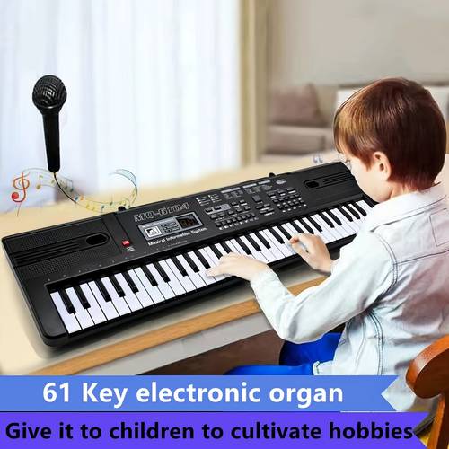 61 keys portable electronic piano multifunctional keyboard with power and microphone childrens piano music enlightenment teaching toys birthday christmas gifts suitable for children aged 3 12