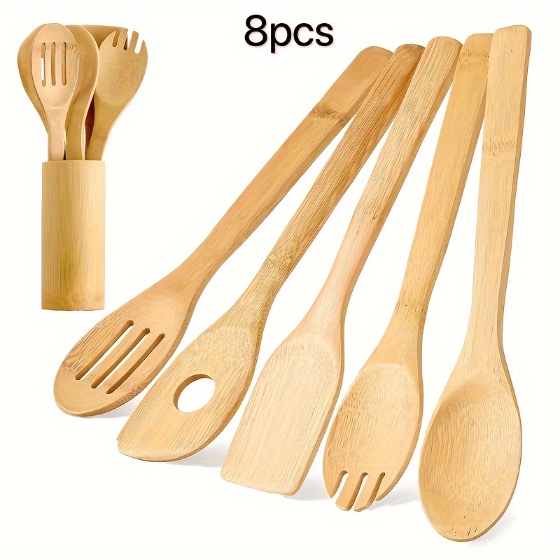  Juego de utensilios de cocina de bambú de 8 piezas