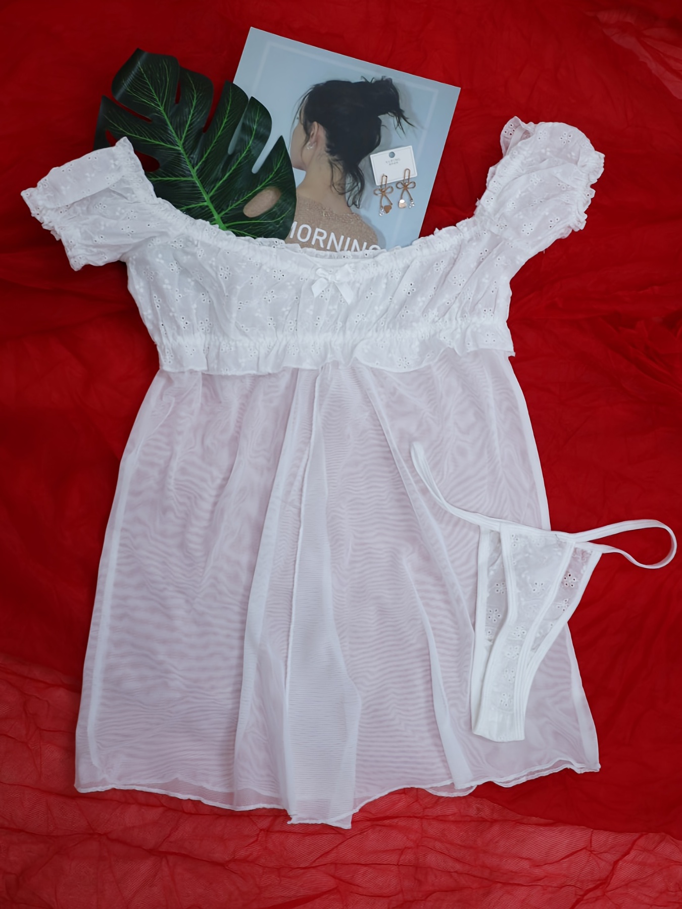 Sexy Lace Babydoll Sleepwear with Front Closure for Valentine's Day