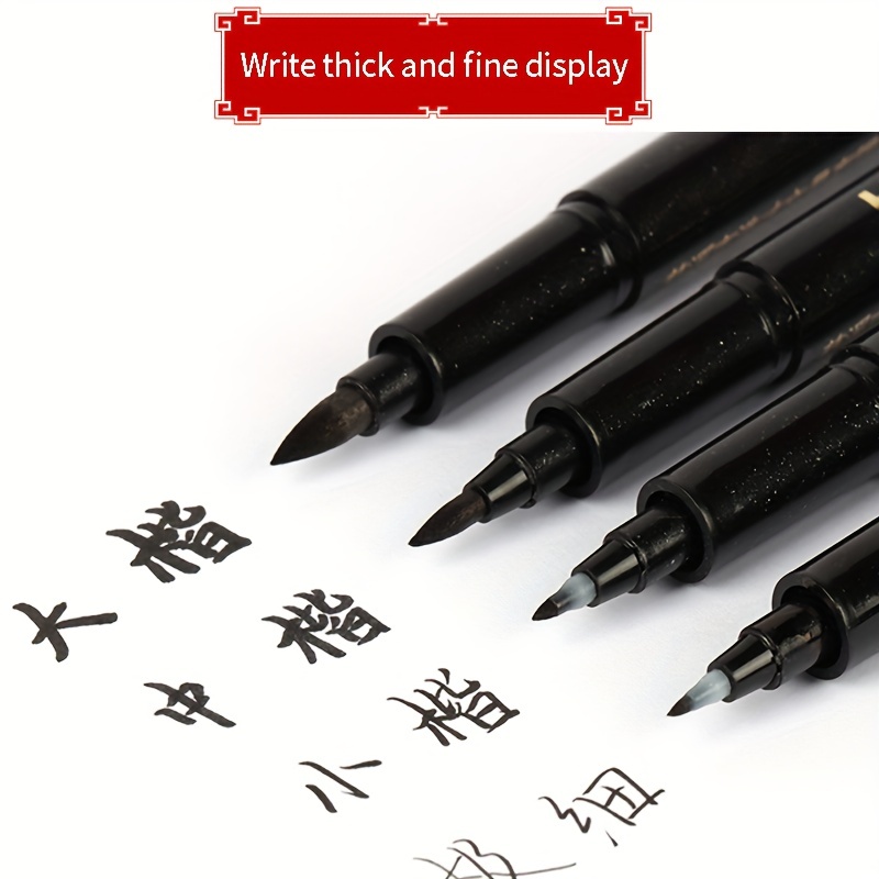 3pcs Double Head Calligraphy Hand Lettering Pens Chinese Brush Fine Tip Pen  Set Art Markers Color Black Ink 4 Size For Beginners - AliExpress