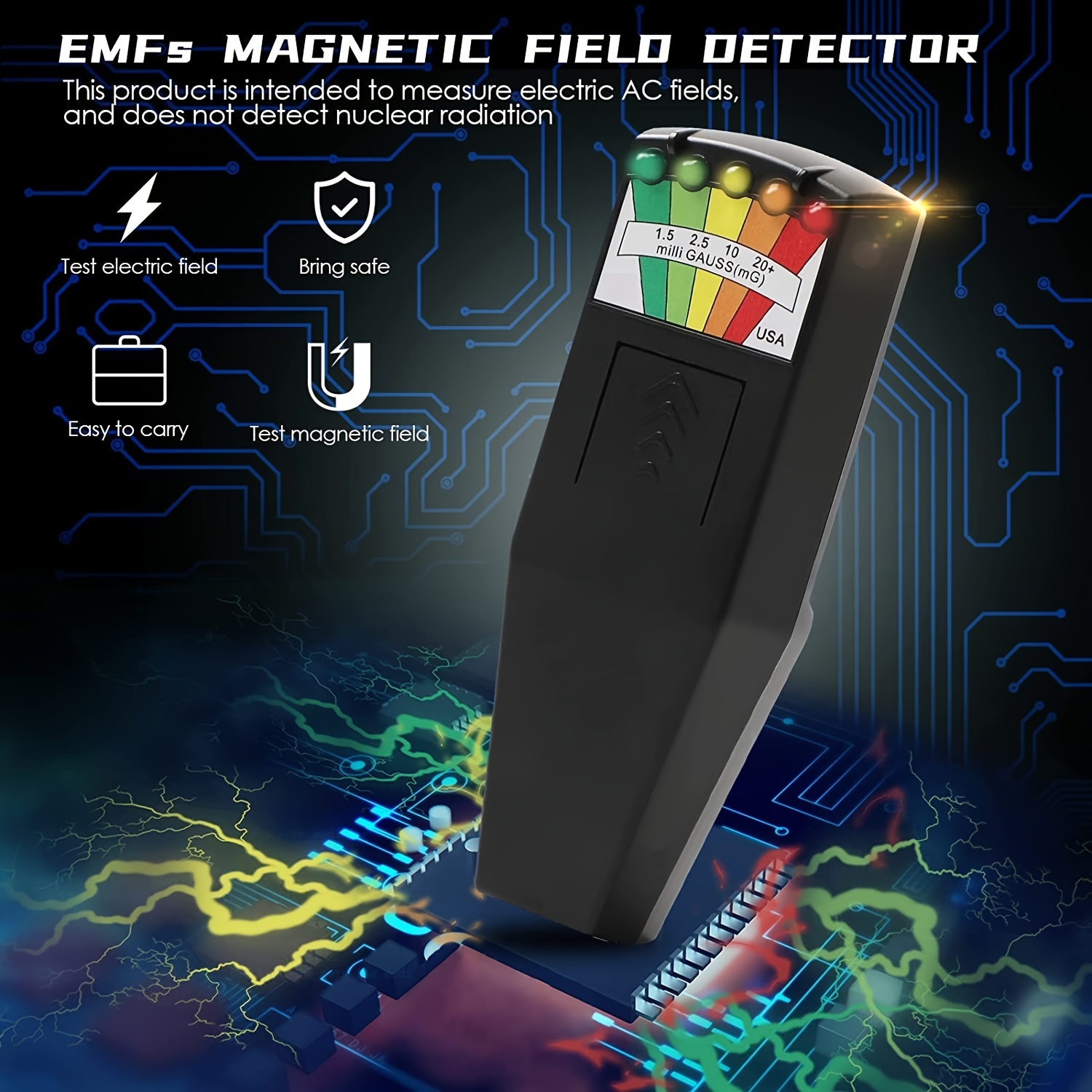 EMF Meter Ghost Hunting Magnetic Field Detector Paranormal