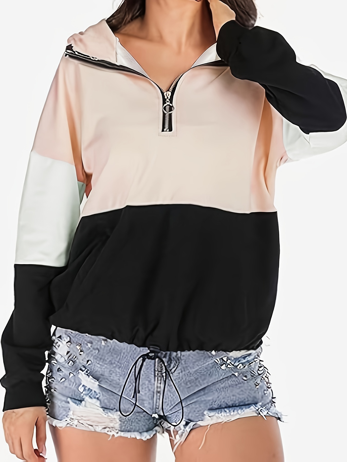 Women's short discount sleeve zipper hoodie