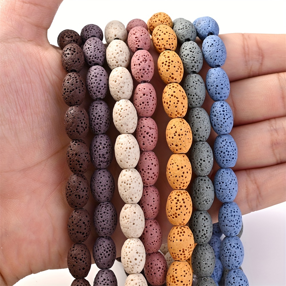 Colorful Volcanic Lava Beads Round Loose Spacer Beads For - Temu