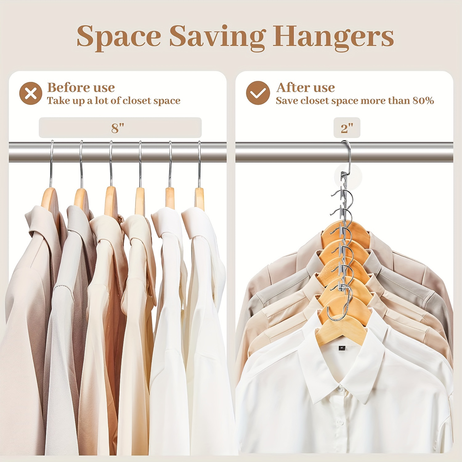 2 PCS Space Saving Hangers, Closet Organizer Hangers Space Saving