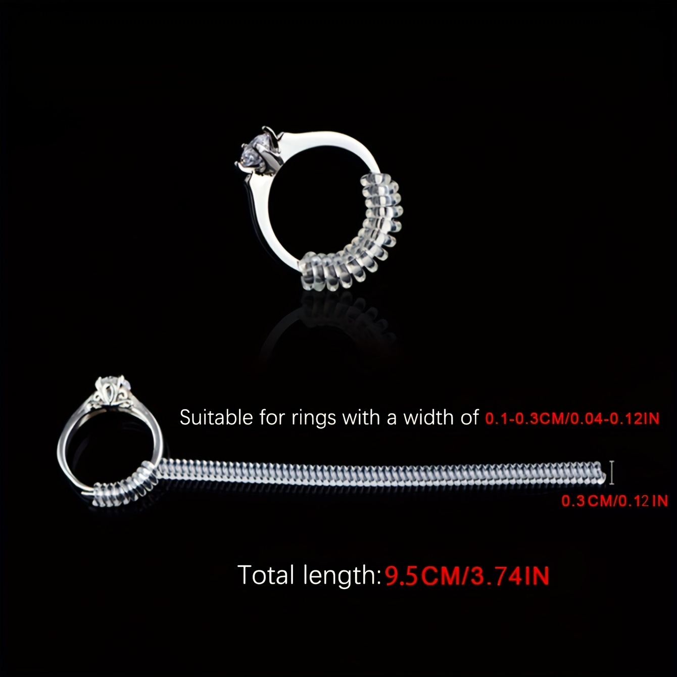 Ajustador de tamaño de anillo para anillos sueltos, paquete de 12, 2  tamaños, medidor de joyería, mandril para hacer protectores de joyería,  espaciador, medidor, ajustador, juego de tensores de silicona en espiral