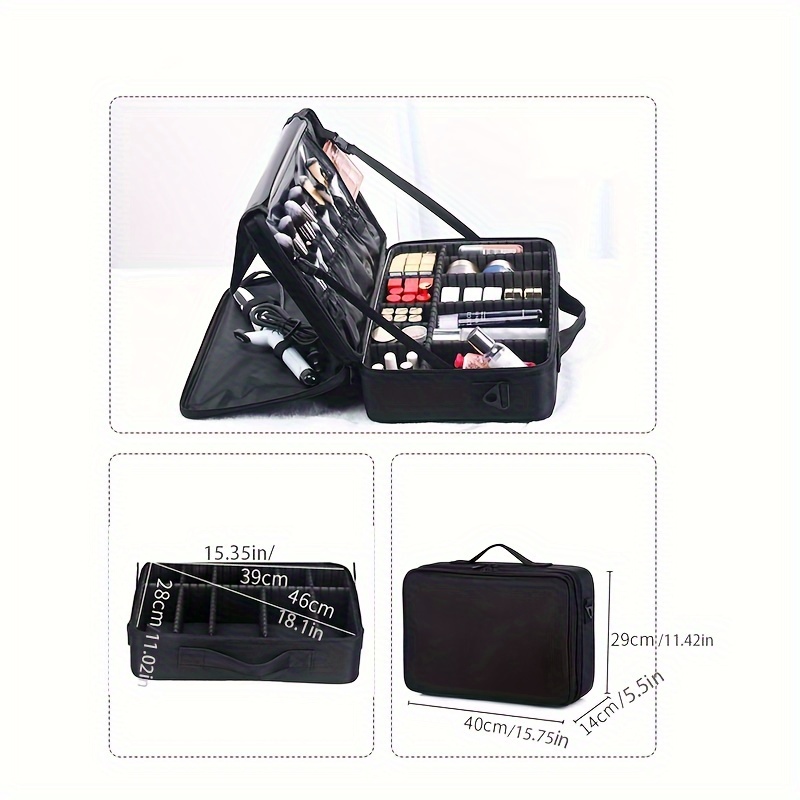 Large Travel Makeup Bag Adjustable Dividers Professional Temu