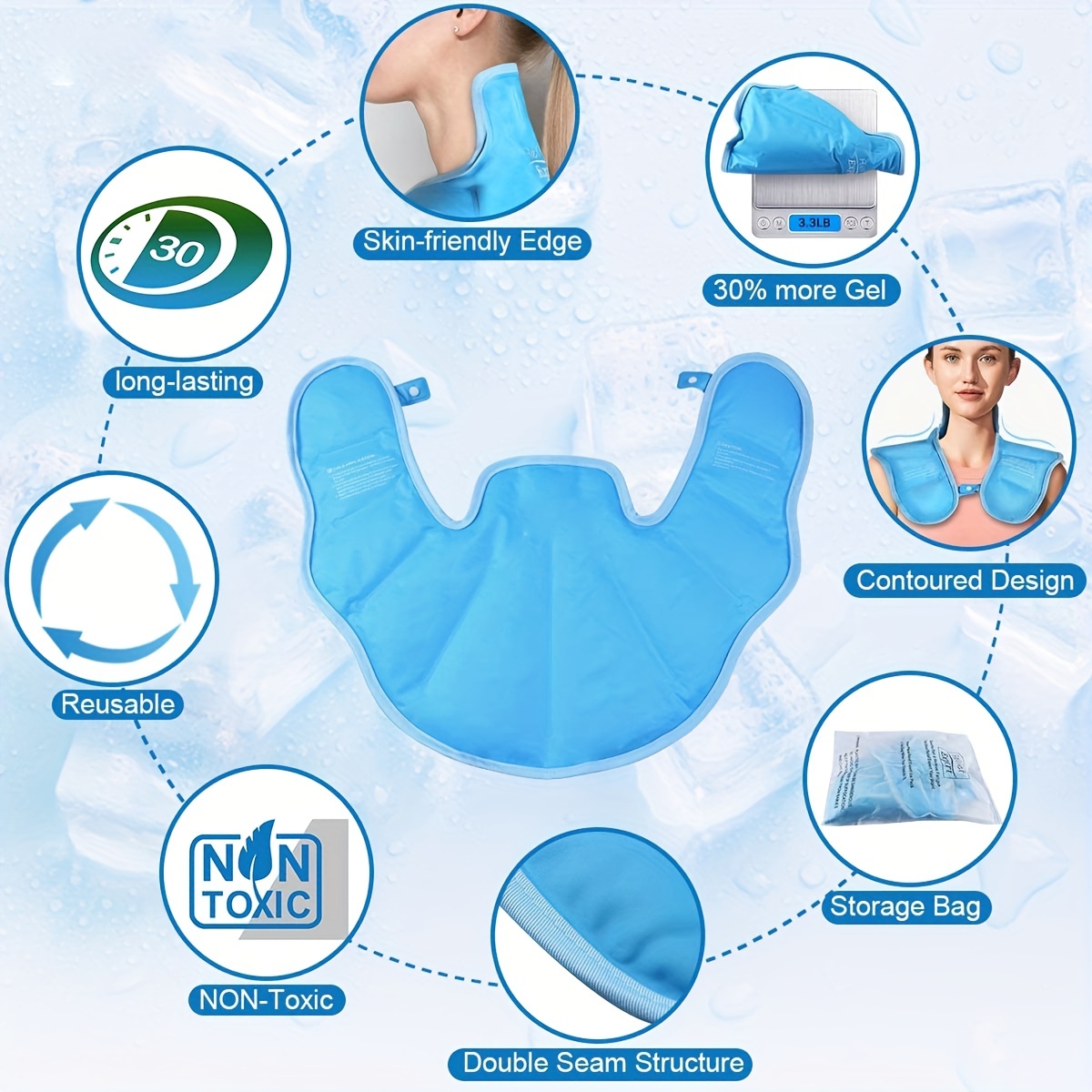 Paquetes de hielo de gel extra grandes para lesiones, gel reutilizable para  hombros, rodilla, espalda y cuello, paquetes de gel caliente y frío para
