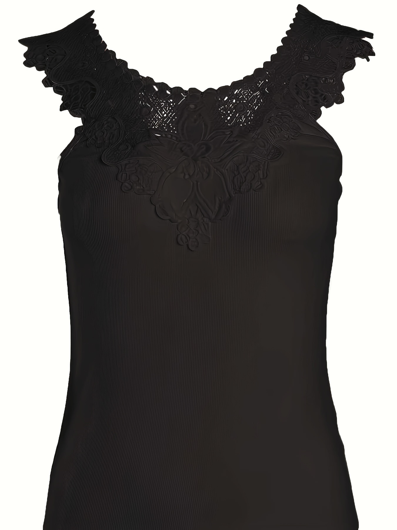 Elegant Black Lace Trim Tank Top for Women