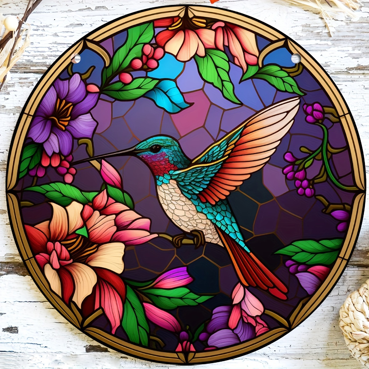  VEWOGARDEN W10xH15 inch Hummingbird Stained Glass Window  Hangings, Suncatcher Panel with Chain for Wall or Windows : Patio, Lawn &  Garden
