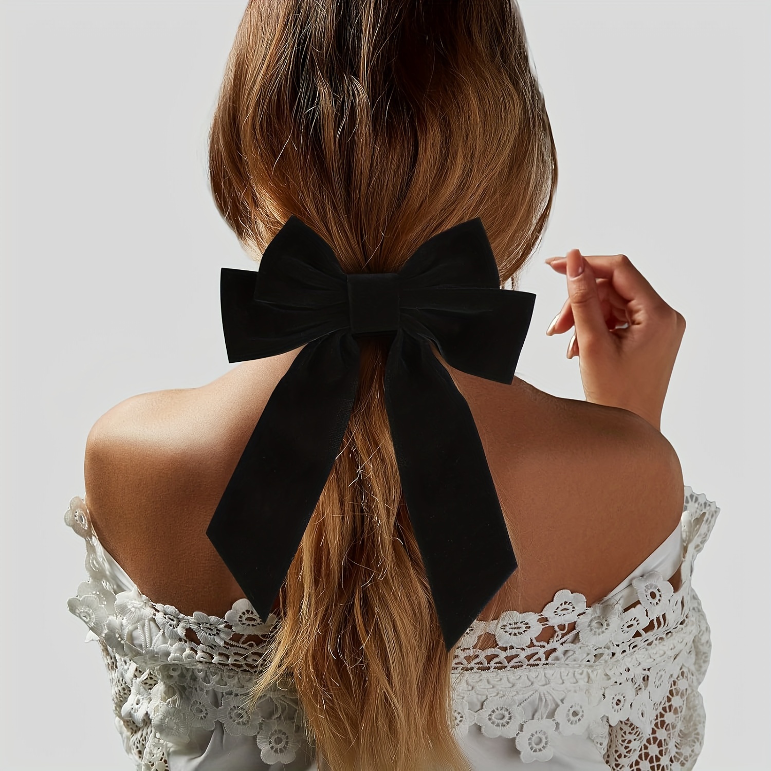 Big Bows Hair Clips Women Velvet Black Hair Clip Accessories - Temu New  Zealand