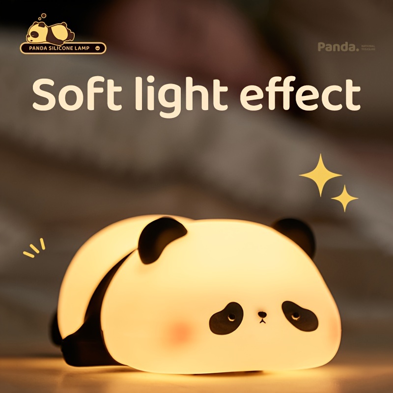 

Panda Tummy Time Night Light Bedroom Bedside Companion Sleeping Pinch Light Soft Light Sleep Dormitory Bed Cute Gift Rechargeable Pat Light