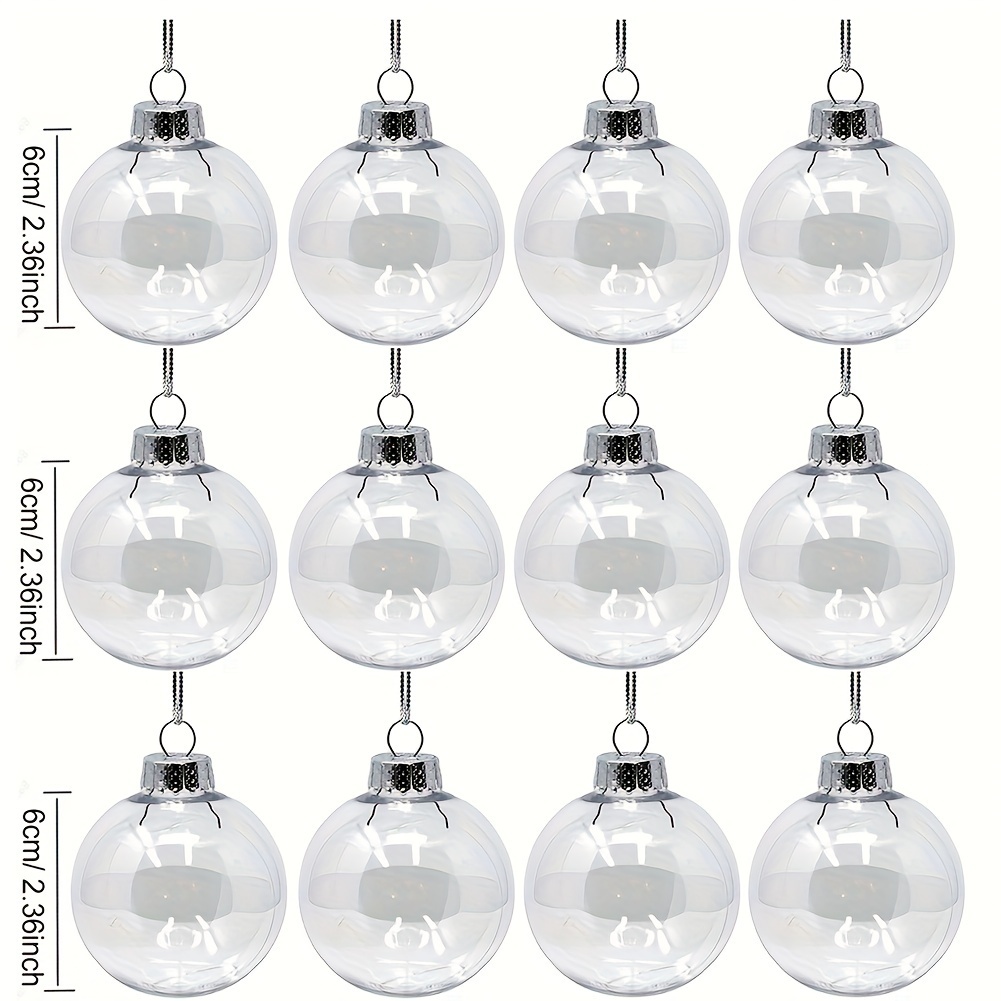  12 Pcs Clear Plastic Fillable Ornament Balls,2.36Inch