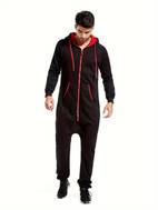 mens casual zip up thermal one piece hooded jumpsuit for winter