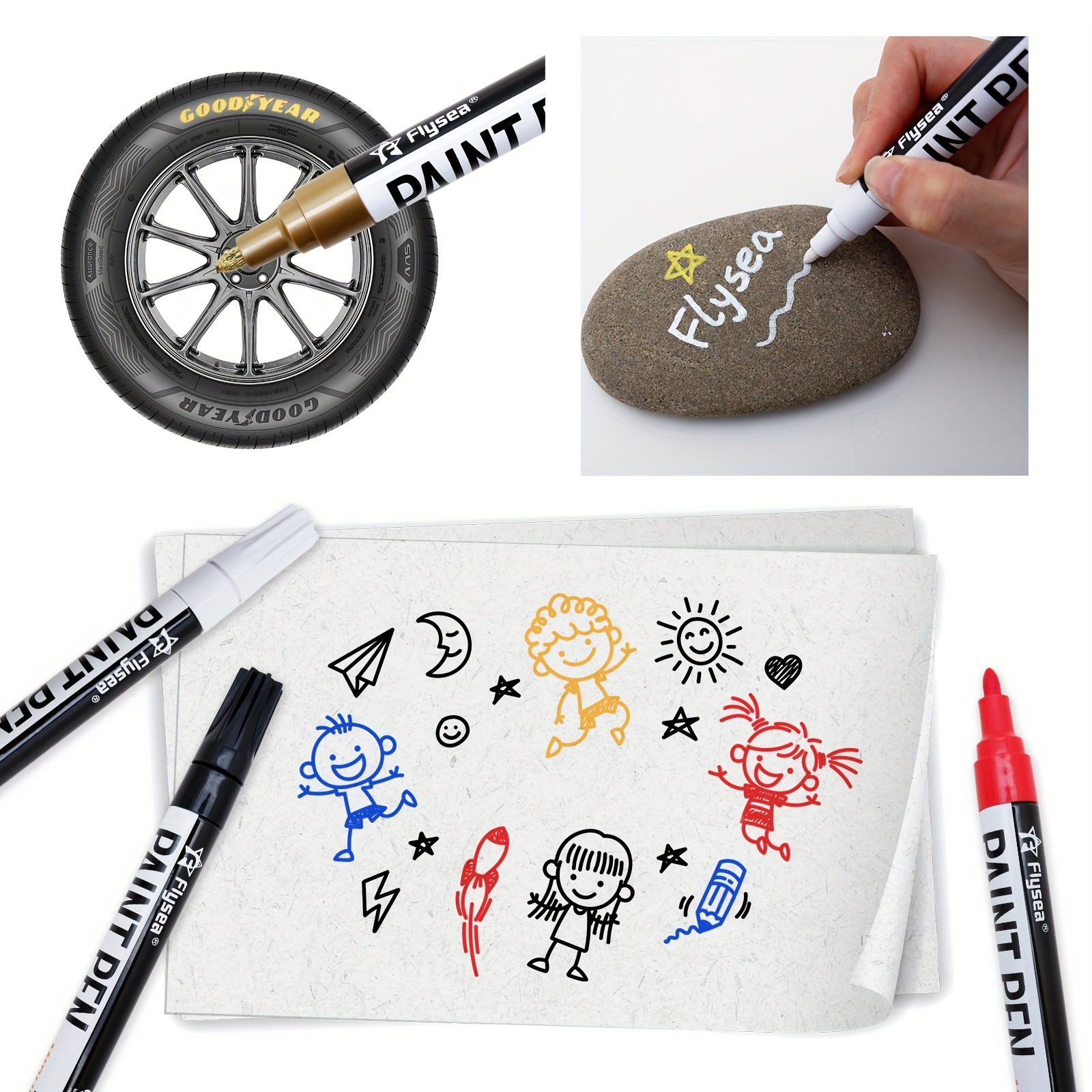 Paint Pens Paint Markers on Almost Anything Never Fade Quick Dry and  Permanent Oil-Based Waterproof Paint Marker Pen Set for Rocks Painting Wood  Fabric Plastic Canvas Glass Mugs DIY Craft 12 colors