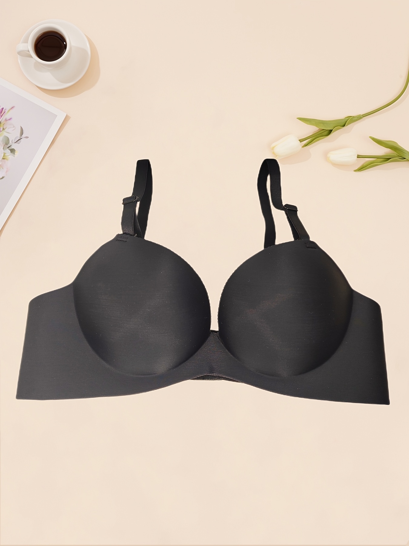 Simple Solid T shirt Bra Comfy Breathable Push Bra Women's - Temu Bahrain