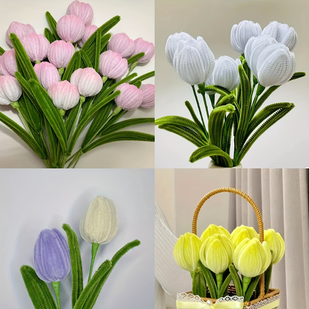 Pipe Chenille Stem Flower Process Kit Diy Tulip Bouquet - Temu
