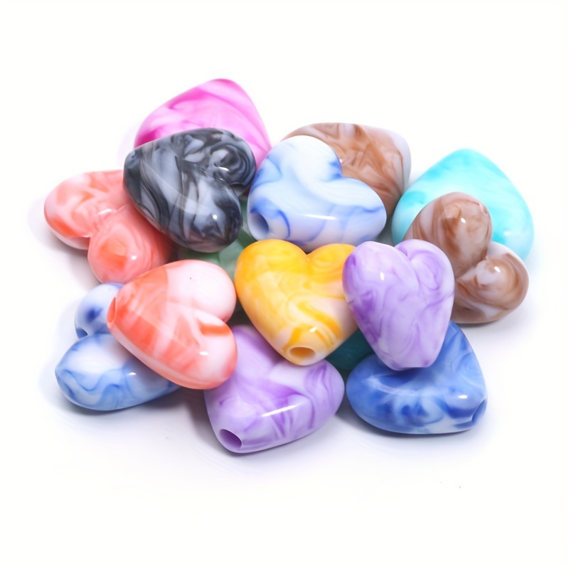 

20pcs 15x17mm Mixed Color Cream Smudged Love Beads Acrylic Beads