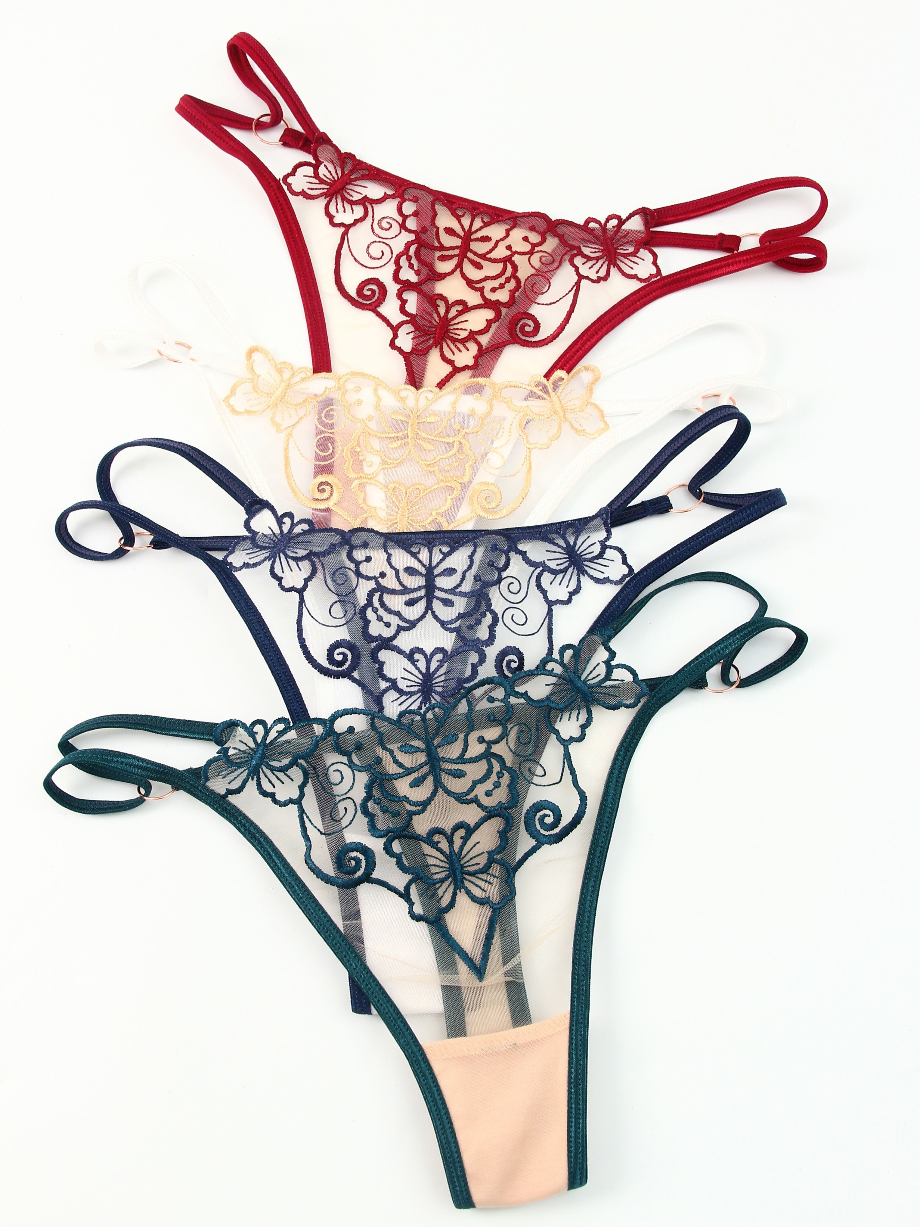 Floral Embroidery Mesh Thongs Hollow Open Crotch Sheer - Temu Austria
