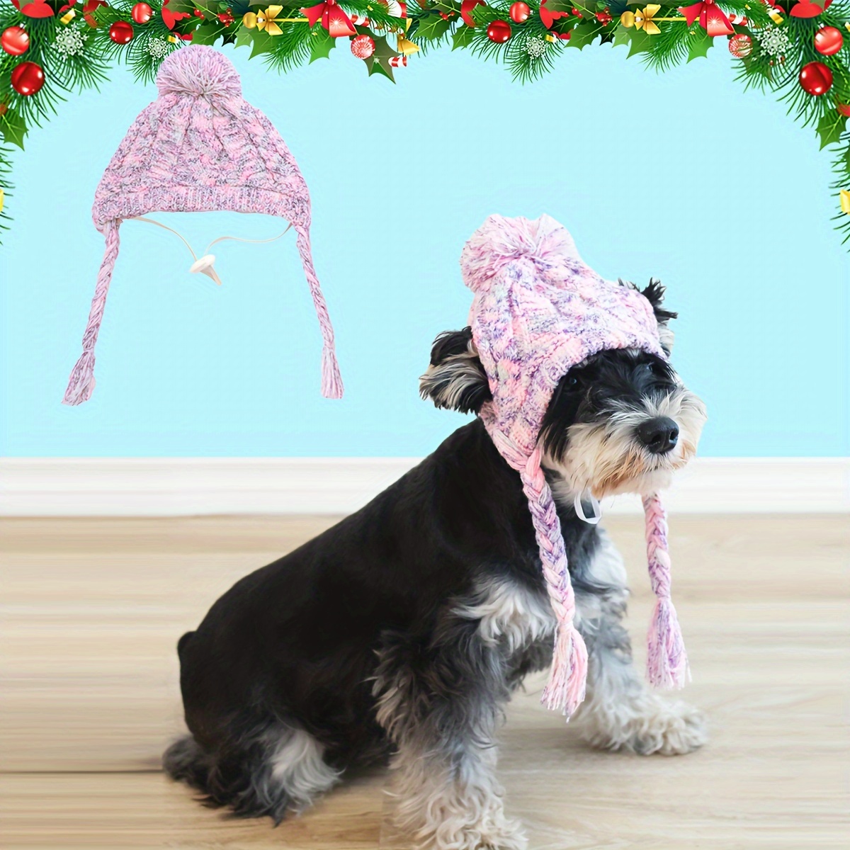 Dog santa hat with best sale ear holes