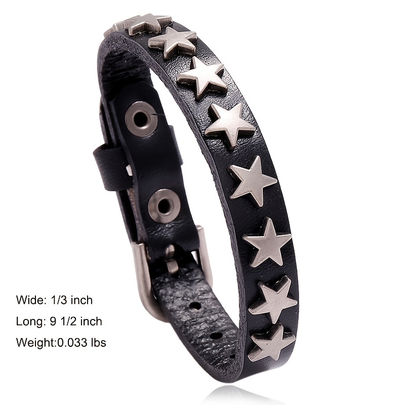 Gothic Punk Charms Leather Bracelet Bangle Wide Cuff Women Men Wristband  Jewelry 