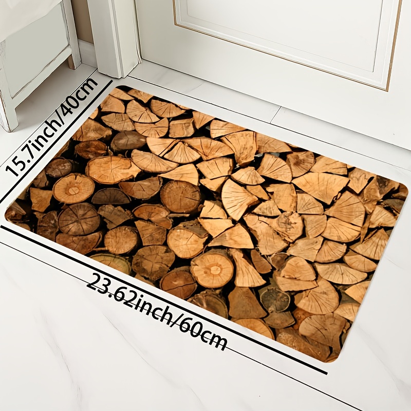 Creative Firewood Pile Pattern Strip Floor Mat Soft Non slip - Temu