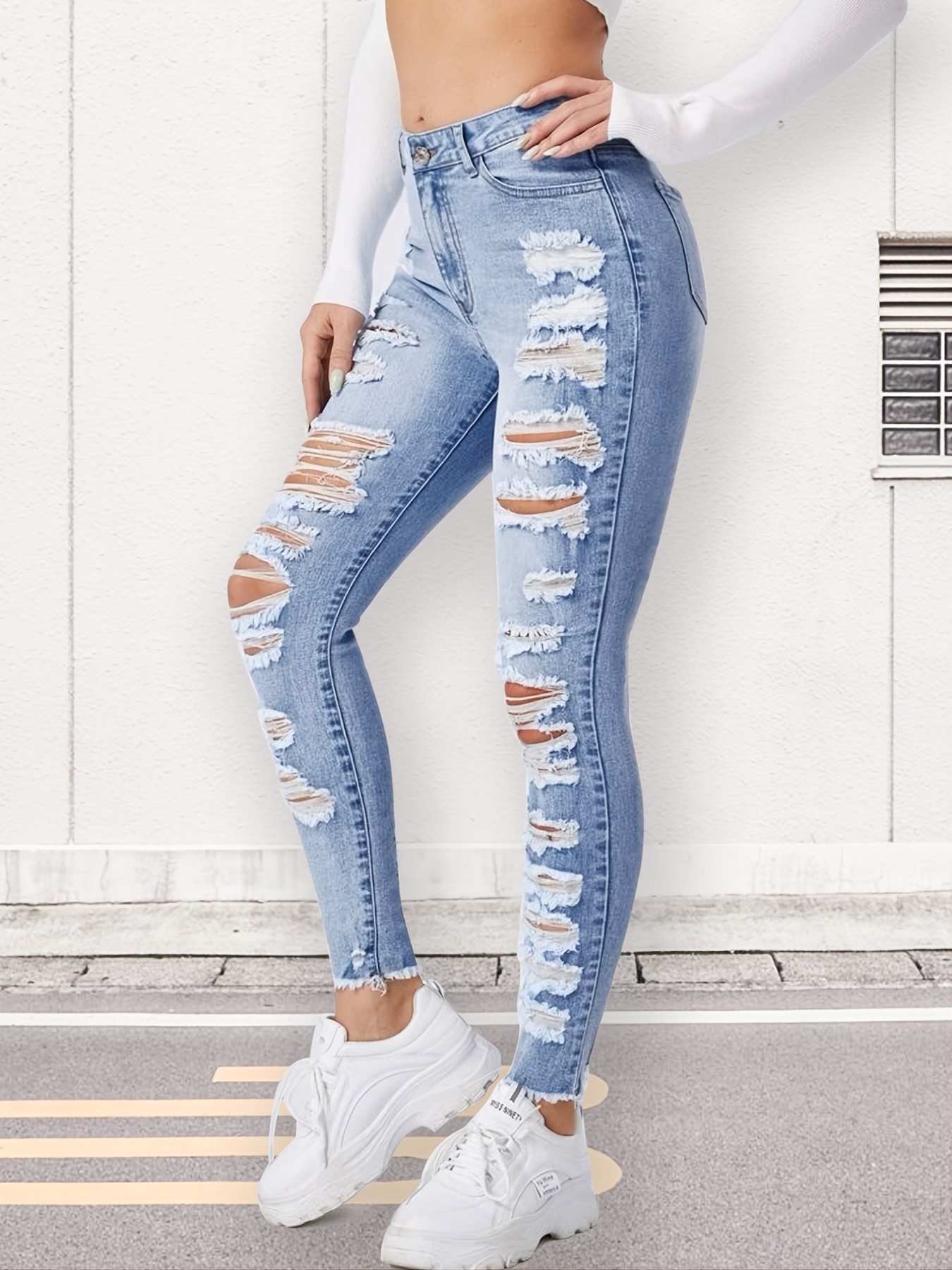 light ripped skinny jeans womens