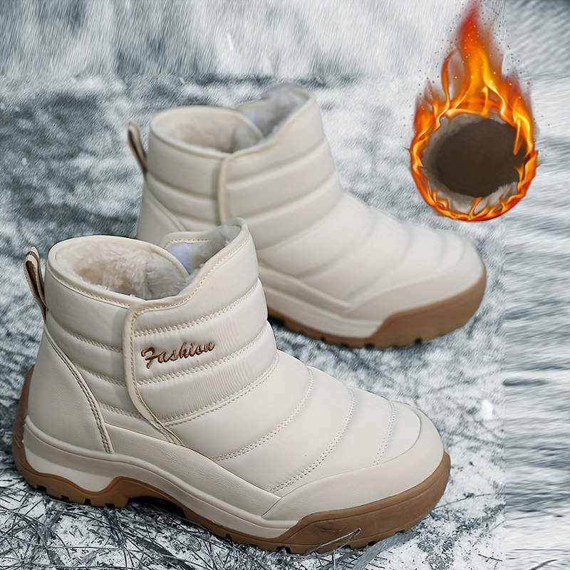 Fur Lined Plush Thermal Wear Resistance Snow Boots Winter - Temu
