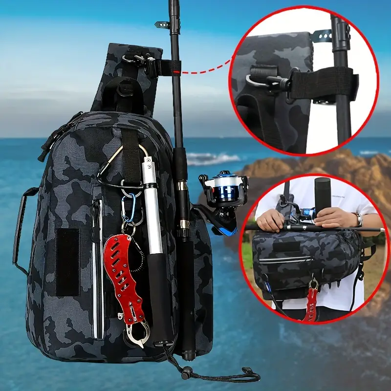 Fishing Gear Shoulder Bag Chest Bag, Multifunctional Outdoor Sports Travel  Messenger Bag, Fishing Bag For Men And Women