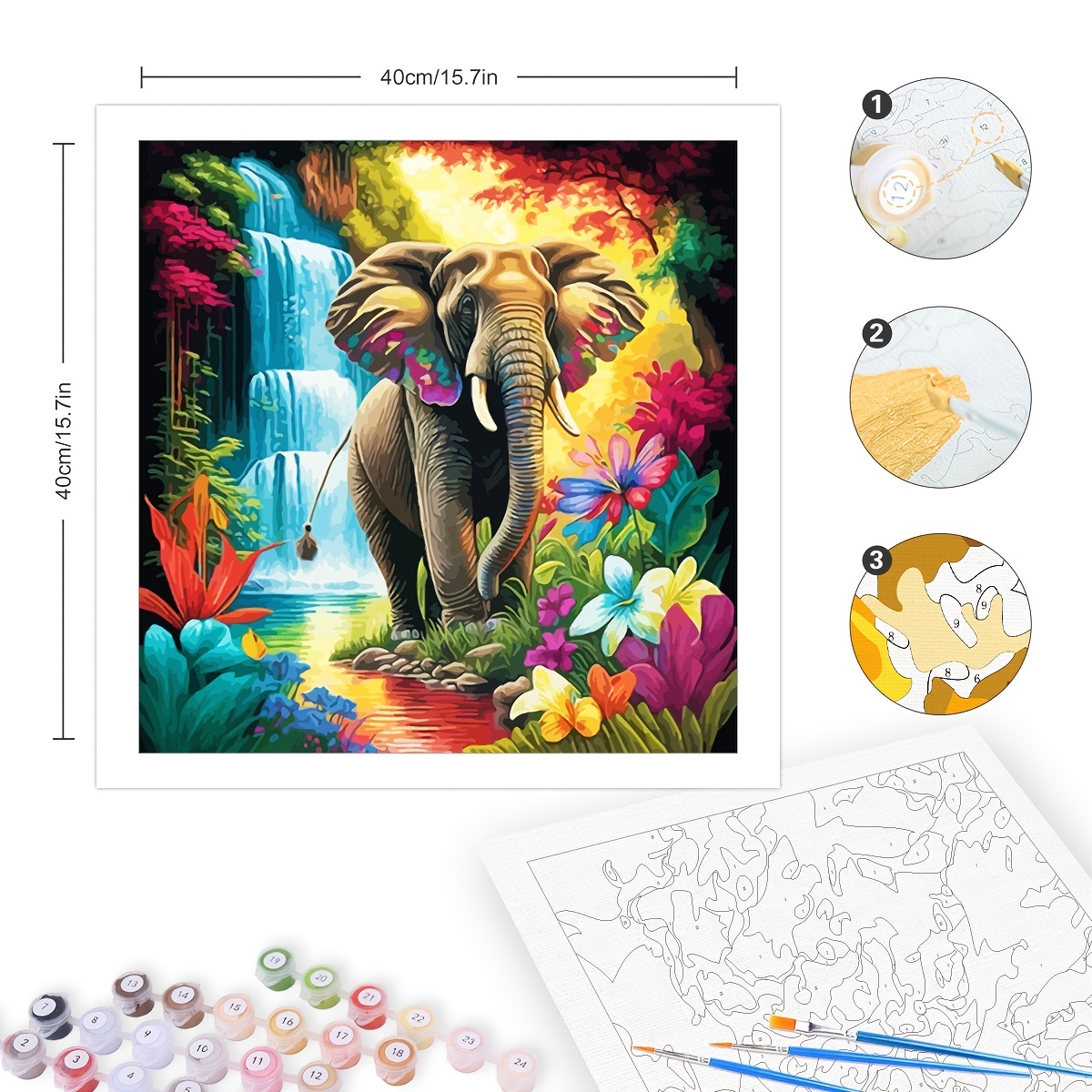 Diy Paint By Numbers Kit For Adults Beginner, Forest Elephant