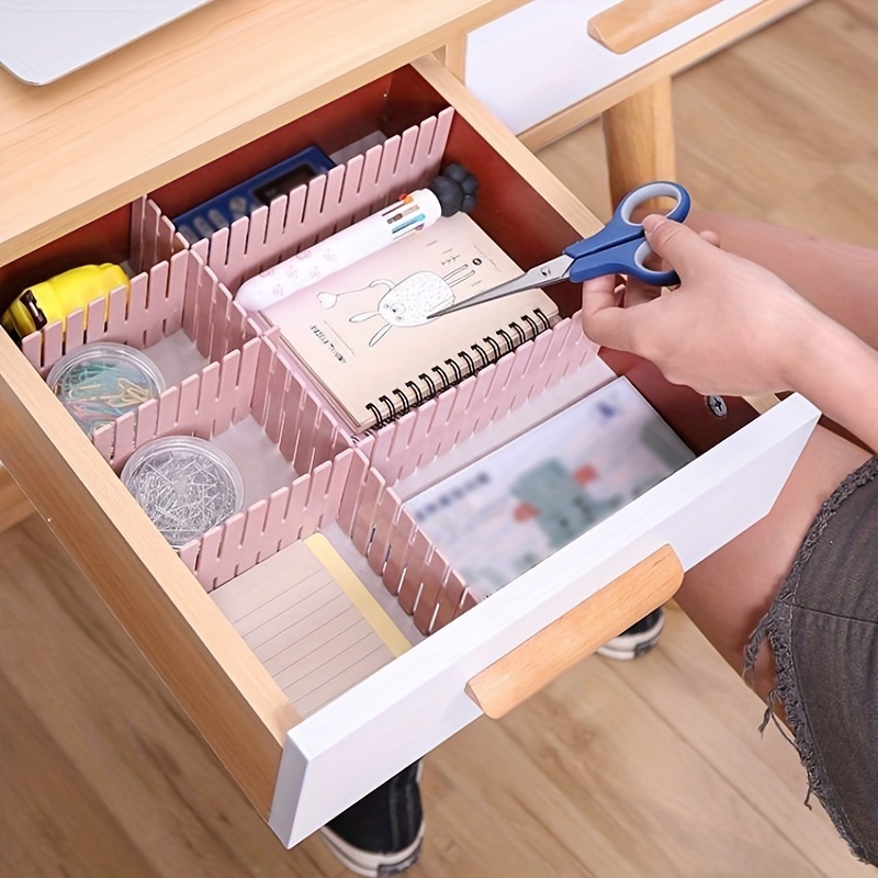 2Pcs Durable Drawer Cabinet Storage Partition Divider Adjustable DIY  Organizer Storage Box for Tie Socks Dustproof